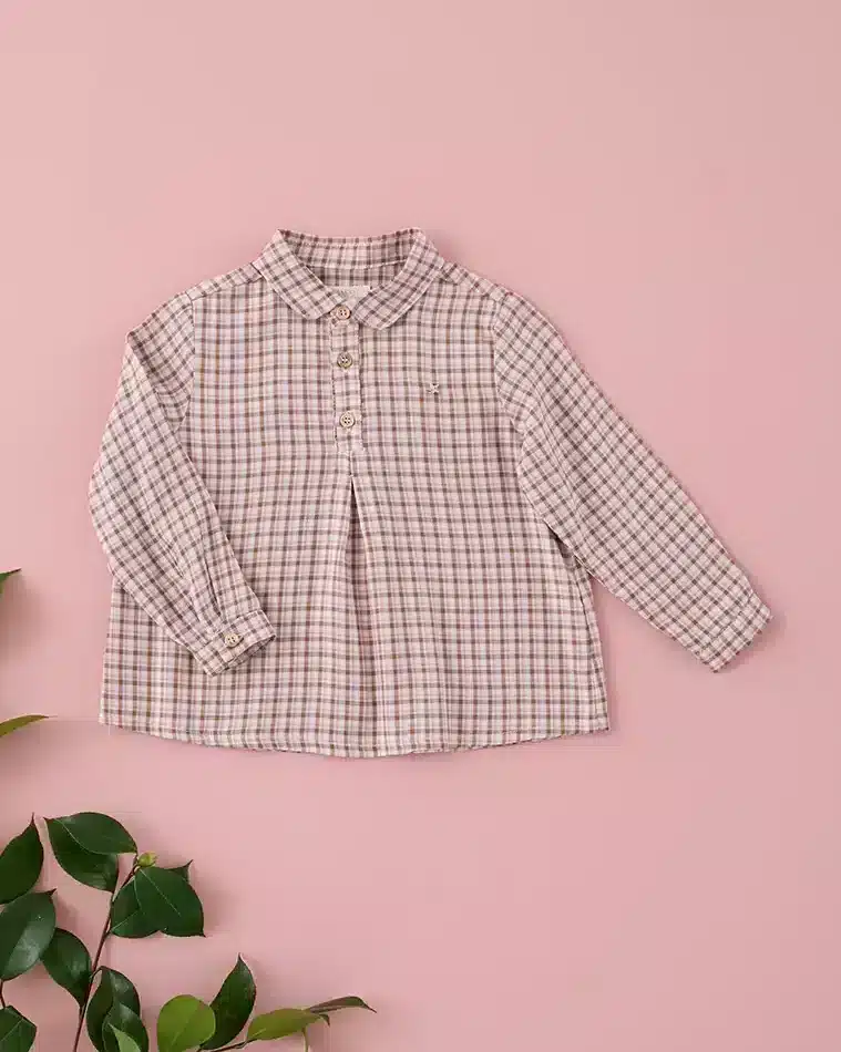 Camisa Nino Tartan Mocca-2 Camisa Niño Tartán Mocca