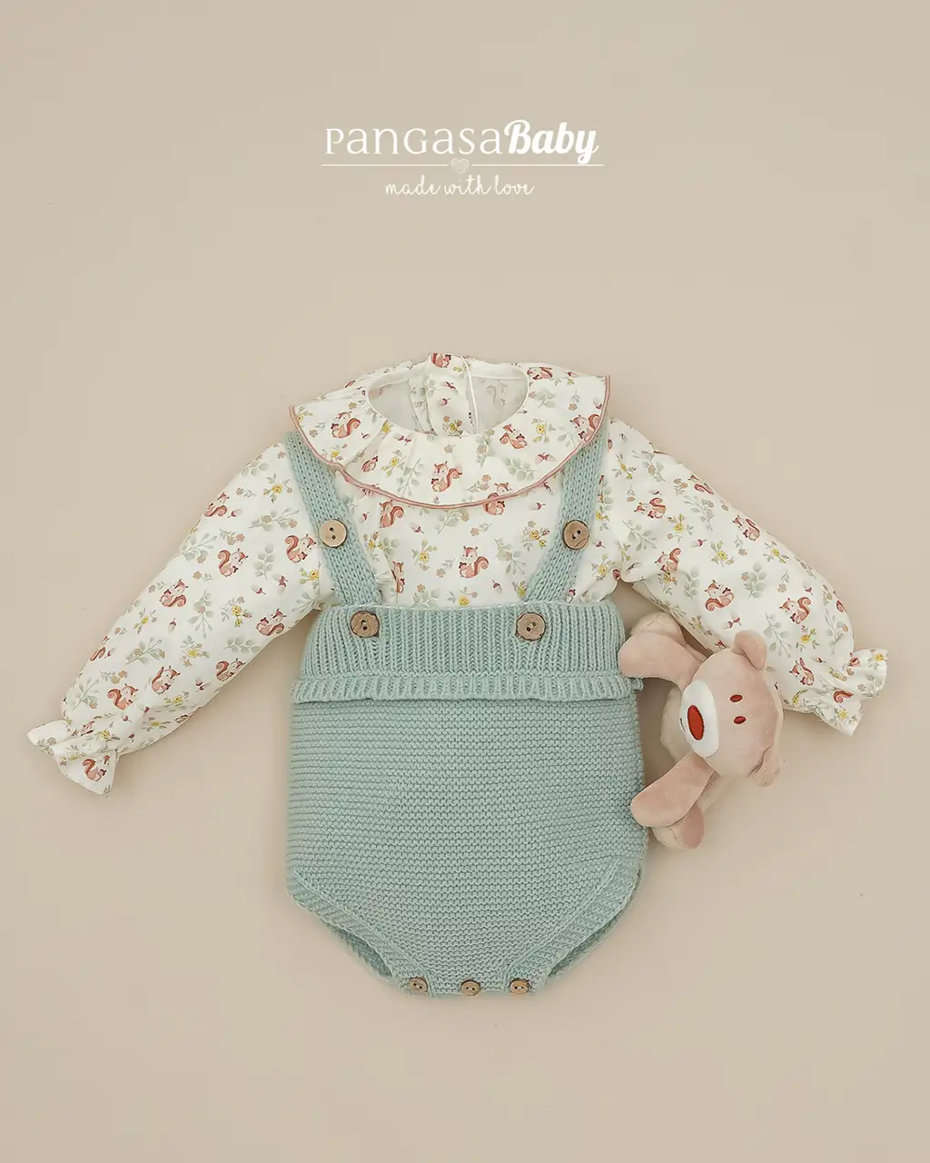 Conjunto peto Ardilla verde empolvado Pangasa Conjunto peto Ardilla verde empolvado Pangasa