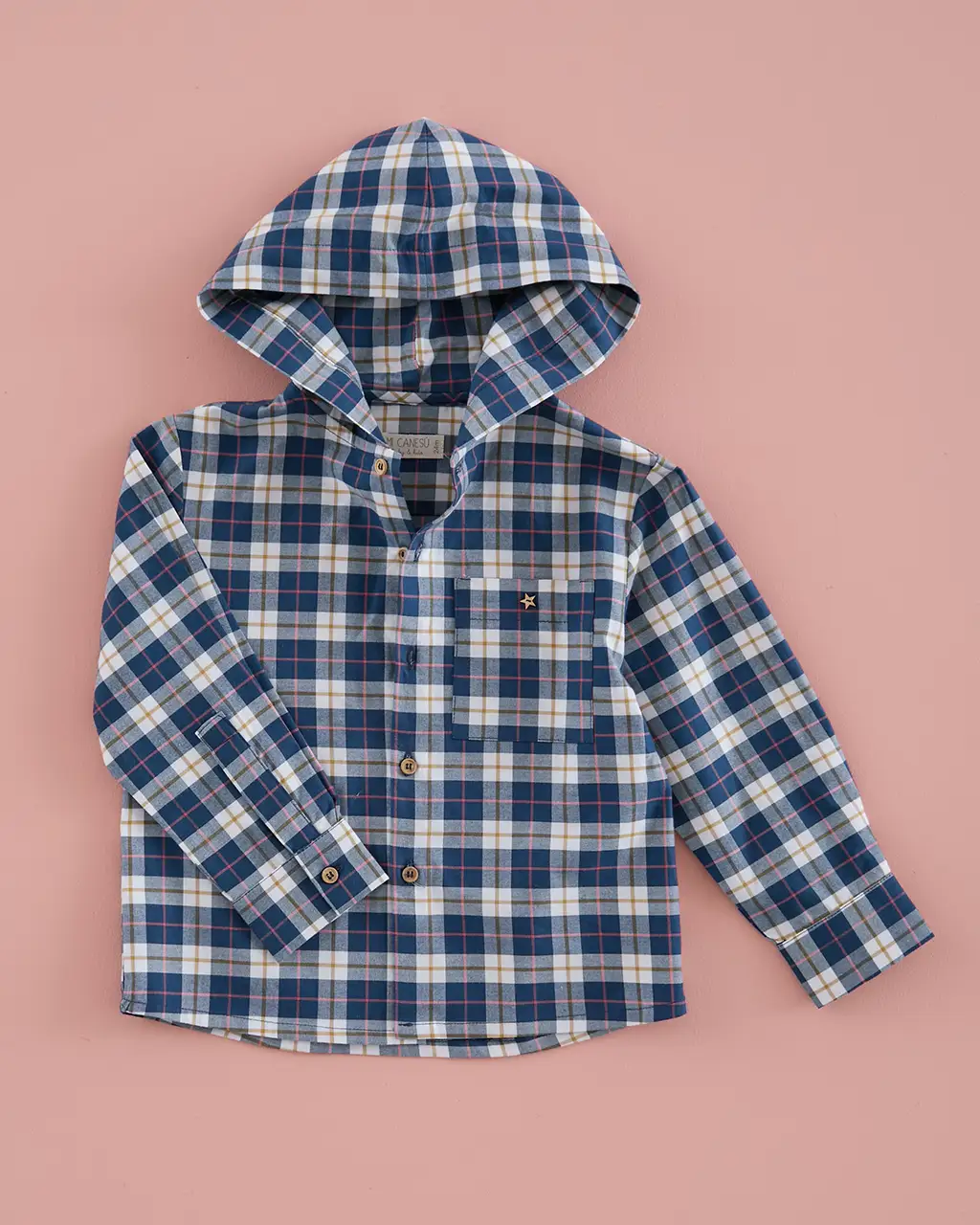 Sobrecamisa con capucha Tartán Azul Tinta Sobrecamisa con capucha Tartán Azul Tinta